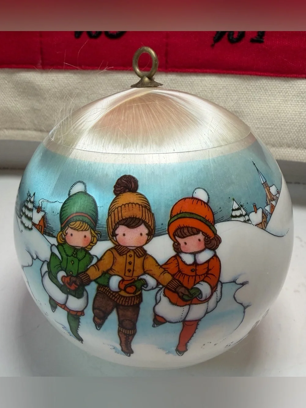 JOAN WALSH ANGLUND•Christmas 1980- satin ball ornament-